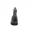 Woman’s black leather ankle boots with zip, elastic insert, wingtip detailing heel 3 - Available sizes:  32, 33, 34, 43, 44, 45, 46