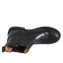 Botines para mujer en piel negra con cremallera, elástico, detalle de punta de ala y tacón 3 - Tallas disponibles:  32, 33, 34, 43, 44, 45, 46