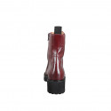 Bottines à lacets pour femmes en cuir bordeaux avec fermeture zippée et talon 5 - Pointures disponibles:  42, 43, 44, 45