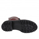 Botines para mujer con cordones en piel granate con cremallera y tacón 5 - Tallas disponibles:  42, 43, 44, 45