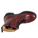 Bottines à lacets pour femmes en cuir bordeaux avec fermeture zippée et talon 5 - Pointures disponibles:  42, 43, 44, 45