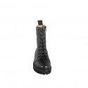 Bottines à lacets pour femmes en cuir noir avec fermeture zippée et talon 5 - Pointures disponibles:  32, 33, 42, 43, 44, 46