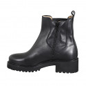 Bottines pour femmes en cuir noir avec fermeture zippée, empiècement élastique et talon 5 - Pointures disponibles:  32, 33, 34, 43, 46