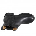 Botines para mujer en piel negra con cremallera, elástico y tacón 5 - Tallas disponibles:  32, 33, 43, 46