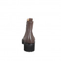 Woman’s brown leather ankle boots with zip, elastic insert and heel 5 - Available sizes:  34, 42, 43, 44, 45, 46