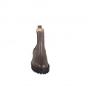 Woman’s brown leather ankle boots with zip, elastic insert and heel 5 - Available sizes:  34, 42, 43, 44, 45, 46