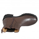 Woman’s brown leather ankle boots with zip, elastic insert and heel 5 - Available sizes:  34, 42, 43, 44, 45, 46