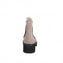 Woman’s beige suede Chelsea ankle boots with wingtip detailing heel 5 - Available sizes:  33, 34, 42, 43, 44, 45, 46