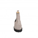 Woman’s beige suede Chelsea ankle boots with wingtip detailing heel 5 - Available sizes:  33, 34, 42, 43, 44, 45, 46