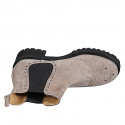 Woman’s beige suede Chelsea ankle boots with wingtip detailing heel 5 - Available sizes:  33, 34, 42, 43, 44, 45, 46