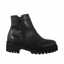 Woman’s black leather ankle boots with zips, shearling lining heel 4 - Available sizes:  33, 34, 35, 42, 43, 44, 45, 46