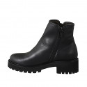 Woman’s black leather ankle boots with zips, shearling lining heel 4 - Available sizes:  33, 34, 35, 42, 43, 44, 45, 46
