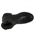 Woman’s black leather ankle boots with zips, shearling lining heel 4 - Available sizes:  33, 34, 35, 42, 43, 44, 45, 46