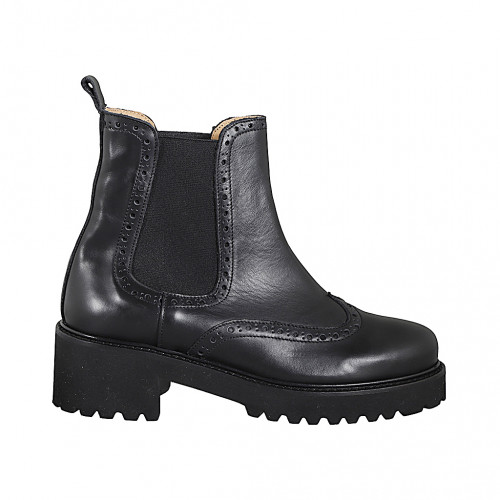 Stivaletto Chelsea da donna in pelle nera con coda di rondine tacco 5 - Misure disponibili: 32, 33, 42, 43, 44, 45