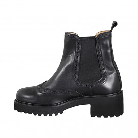 Woman’s black leather Chelsea ankle boots with wingtip detailing heel 5 - Available sizes:  32, 33, 34, 42, 43, 44, 45, 46 2