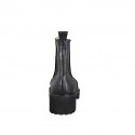 Bottines Chelsea pour femmes en cuir noir avec détail façon bout fleuri talon 5 - Pointures disponibles:  32, 33, 42, 43, 44, 45