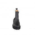 Woman’s black leather Chelsea ankle boots with wingtip detailing heel 5 - Available sizes:  32, 33, 42, 43, 44, 45