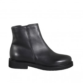 Bottines pour femmes en cuir noir avec fermeture zippée et talon 3 - Pointures disponibles:  32, 33, 34, 42, 43, 44, 45, 46
