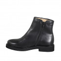 Bottines pour femmes en cuir noir avec fermeture zippée et talon 3 - Pointures disponibles:  32, 33, 44, 46