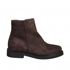 Stivaletto da donna in camoscio testa di moro con cerniera tacco 3 - Misure disponibili: 32, 33, 34, 35, 42, 43, 44, 45, 46