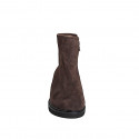 Woman’s dark brown suede ankle boots with zip and heel 3 - Available sizes:  32, 33, 34, 35, 42, 43, 44, 45, 46