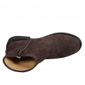 Woman’s dark brown suede ankle boots with zip and heel 3 - Available sizes:  32, 33, 34, 35, 42, 43, 44, 45, 46