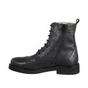 Stivaletto stringato da donna in pelle nera con cerniera e coda di rondine tacco 3 - Misure disponibili: 32, 33, 34, 35, 43, 44, 45, 46