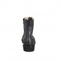 Woman’s black leather lace-up ankle boots with zip, wingtip detailing and heel 3 - Available sizes:  32, 33, 34, 35, 43, 44, 45, 46