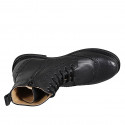 Woman’s black leather lace-up ankle boots with zip, wingtip detailing and heel 3 - Available sizes:  32, 33, 34, 35, 43, 44, 45, 46
