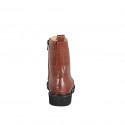 Woman’s cognac leather lace-up ankle boots with zip, wingtip detailing and heel 3 - Available sizes:  32, 34, 35, 42, 43, 44, 45, 46