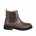 Woman’s brown leather ankle boots with zip, elastic insert, wingtip detailing heel 3 - Available sizes:  32, 33, 34, 42, 43, 44, 45, 46