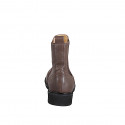 Woman’s brown leather ankle boots with zip, elastic insert, wingtip detailing heel 3 - Available sizes:  32, 33, 34, 42, 43, 44, 45, 46