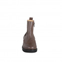 Woman’s brown leather ankle boots with zip, elastic insert, wingtip detailing heel 3 - Available sizes:  32, 33, 34, 42, 43, 44, 45, 46