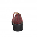 Woman’s Mary Jane pumps in maroon suede with animal print heel 5 - Available sizes:  33, 34, 42, 43, 44, 45, 46
