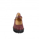 Woman’s Mary Jane pumps in maroon suede with animal print heel 5 - Available sizes:  33, 34, 42, 43, 44, 45, 46