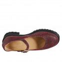 Woman’s Mary Jane pumps in maroon suede with animal print heel 5 - Available sizes:  33, 34, 42, 43, 44, 45, 46