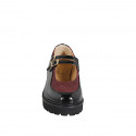 Woman’s Mary Jane pumps with black patent leather and maroon suede with straps, animal print heel 5 - Available sizes:  32, 33, 34, 42, 43, 44, 45, 46