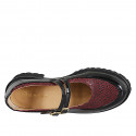 Woman’s Mary Jane pumps with black patent leather and maroon suede with straps, animal print heel 5 - Available sizes:  32, 33, 34, 42, 43, 44, 45, 46