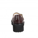 Woman’s Mary Jane pumps in maroon patent leather and pink leather wingtip detailing heel 5 - Available sizes:  33, 34, 42, 43, 44, 45, 46