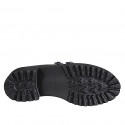 Woman’s black patent leather loafers with fringes, studs and buckles heel 5 - Available sizes:  32, 42, 43, 44, 45, 46