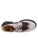 Stringata Derby da donna con coda di rondine in camoscio testa di moro e beige tacco 4 - Misure disponibili: 32, 33, 42, 43, 44, 45, 46