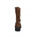 Woman’s three-quarter length brown suede boots with buckles, zip and heel 5 - Available sizes:  33, 34, 43, 44, 45, 46