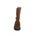 Woman’s three-quarter length brown suede boots with buckles, zip and heel 5 - Available sizes:  33, 34, 43, 44, 45, 46