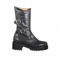 Woman’s three-quarter length black leather boots with buckles, zip and heel 5 - Available sizes:  32, 33, 34, 42, 43, 44, 45, 46