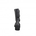 Woman’s three-quarter length black leather boots with buckles, zip and heel 5 - Available sizes:  32, 33, 34, 42, 43, 44, 45, 46