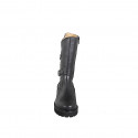 Woman’s three-quarter length black leather boots with buckles, zip and heel 5 - Available sizes:  32, 33, 34, 42, 43, 44, 45, 46