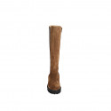 Bottes pour femmes en daim marron avec empiècement élastique, fermeture zippée et talon 5 - Pointures disponibles:  32, 33, 34, 42, 43, 44, 45