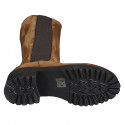 Botas para mujer en gamuza color marrón con elástico, cremallera y tacón 5 - Tallas disponibles:  32, 33, 34, 42, 43, 44, 45