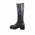 Woman’s black leather boots with elastic insert, zip and heel 5 - Available sizes:  32, 33, 34, 42, 43, 44, 46