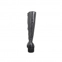Woman’s black leather boots with elastic insert, zip and heel 5 - Available sizes:  32, 33, 34, 42, 43, 44, 46